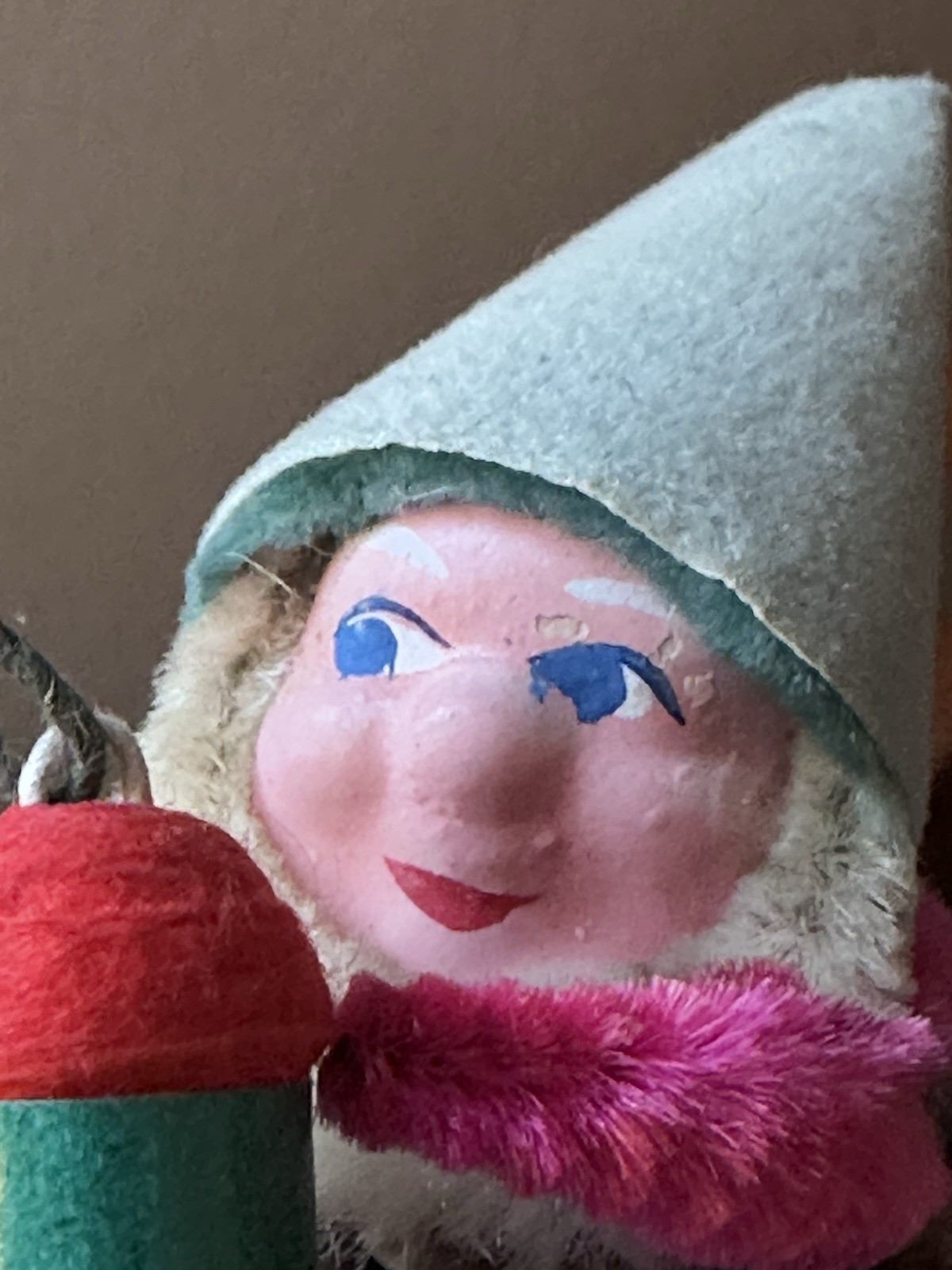 Bundle of rare Santa Claus Elfs Christmas Spun Cotton Heads Chenille Mid Century