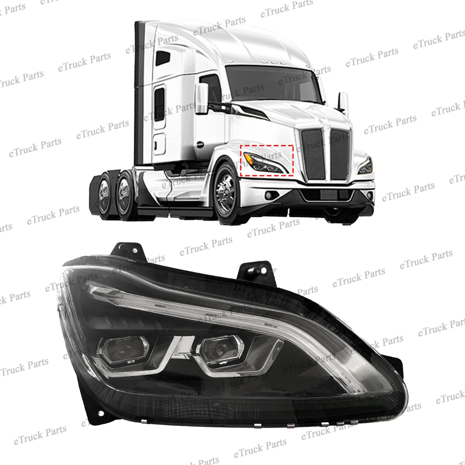 2022–2026 Kenworth T680 Next Gen Passenger Side LED Headlight | P54-6157-100R