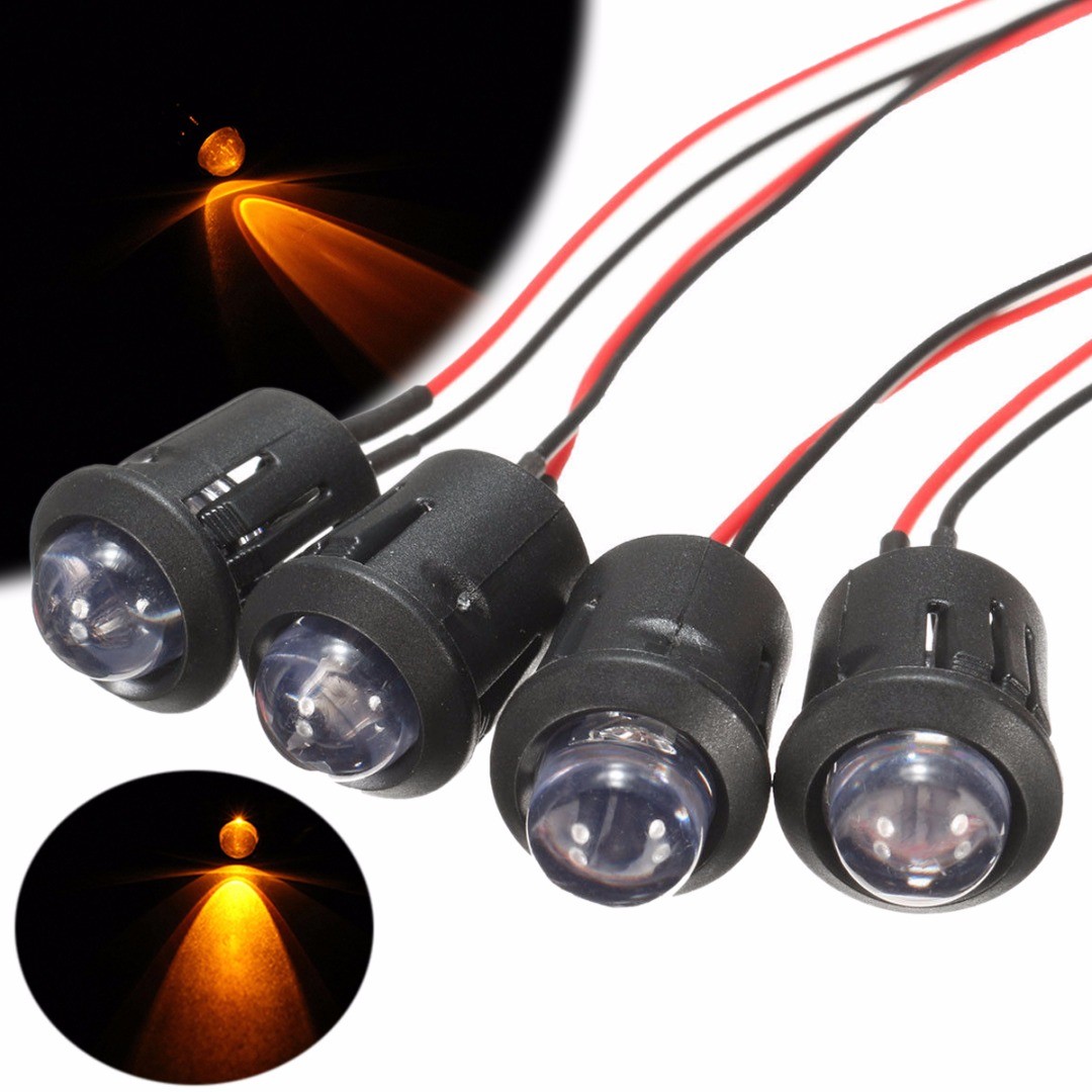 3V 5V 12V 5MM LED Diode Light chip w/ 20cm Cable Pre-Wired With Plastic Holder