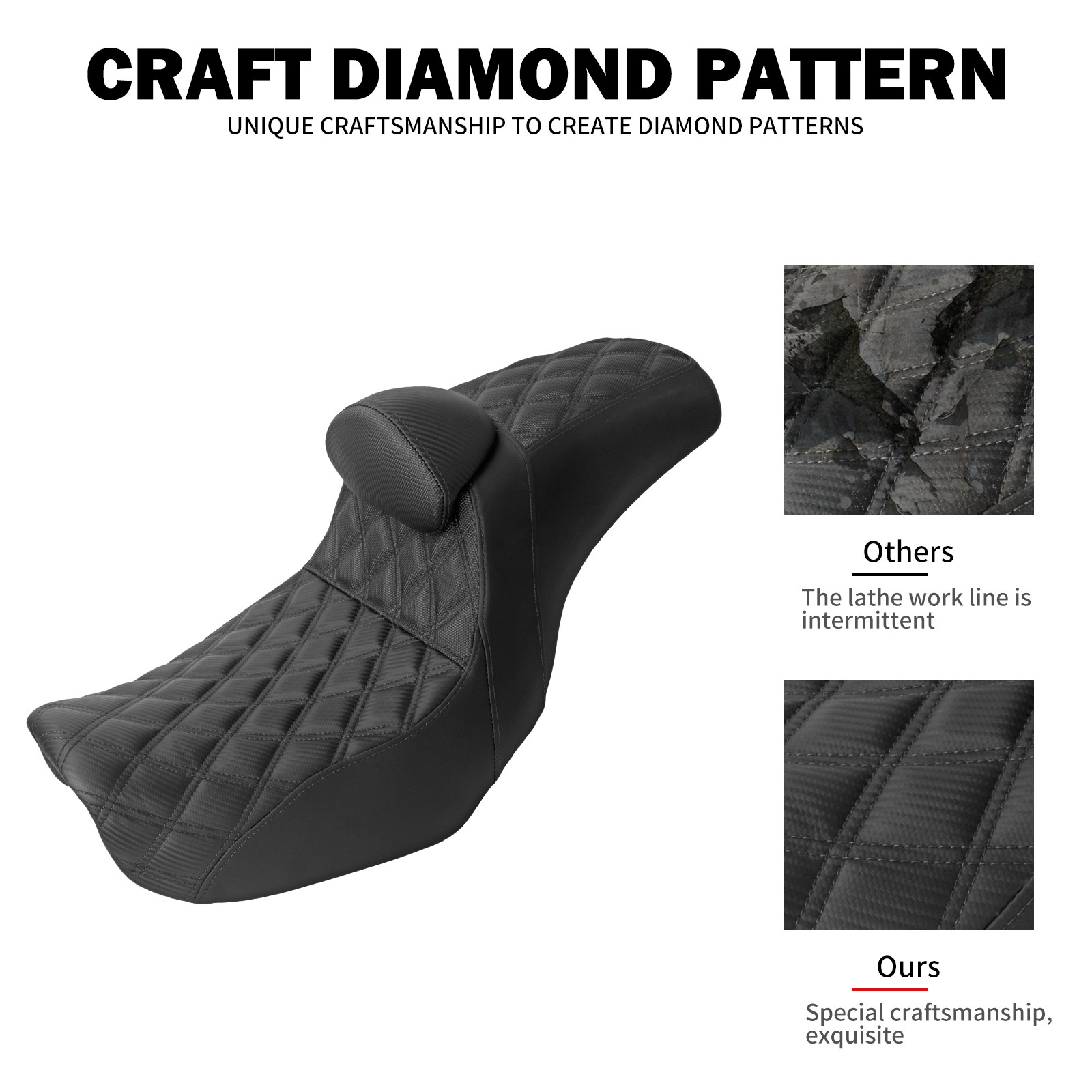 Black Stitching Seat W/ Driver Backrest Fit For Harley Dyna Super Glide 2006-17