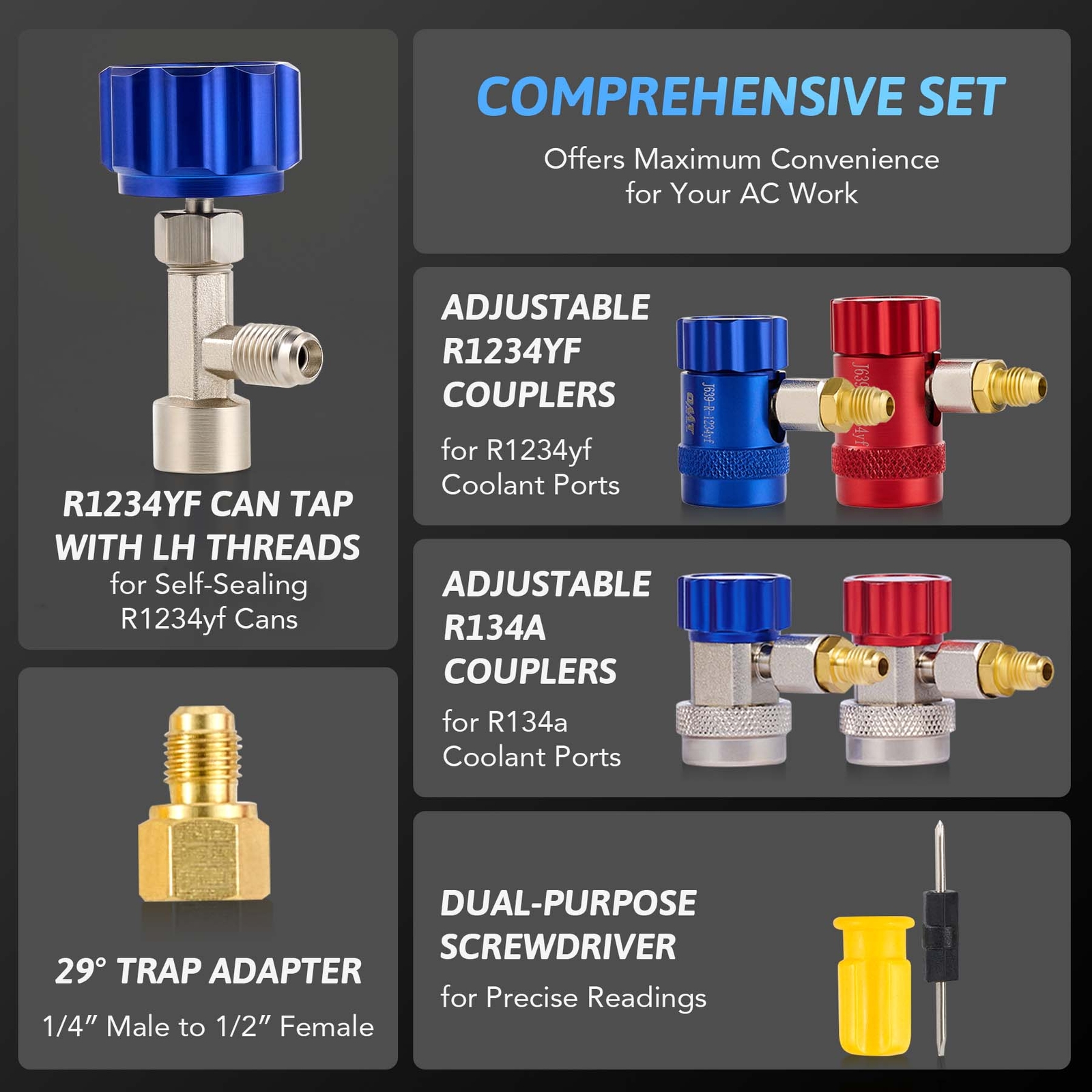 OMT 4 Way Diagnostic Manifold Gauge Set for R1234yf Refrigerant Freon Charging