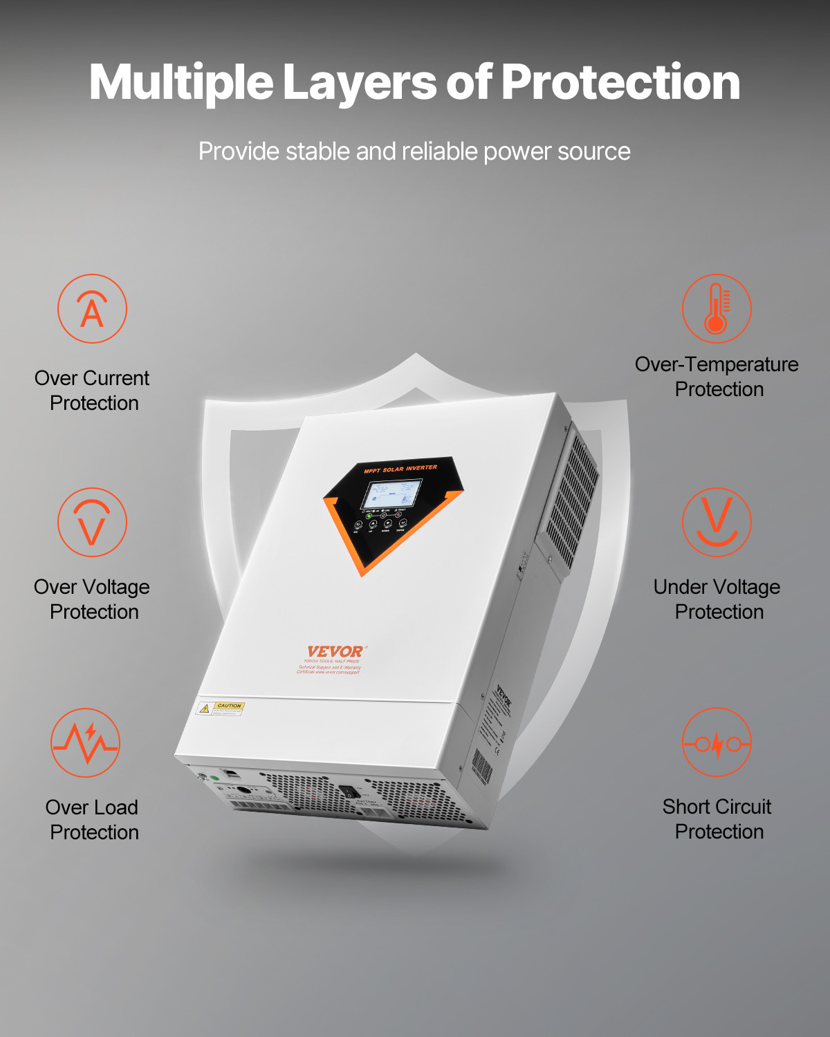 VEVOR Hybrid Solar Inverter Charger 6000W 220/230V Built-in 120A MPPT Controller