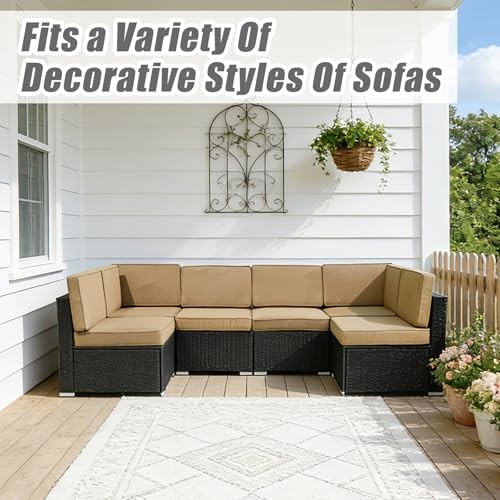 14 Pcs Patio Cushion Covers Replacement Outdoor Couch Cushions Covers Brown