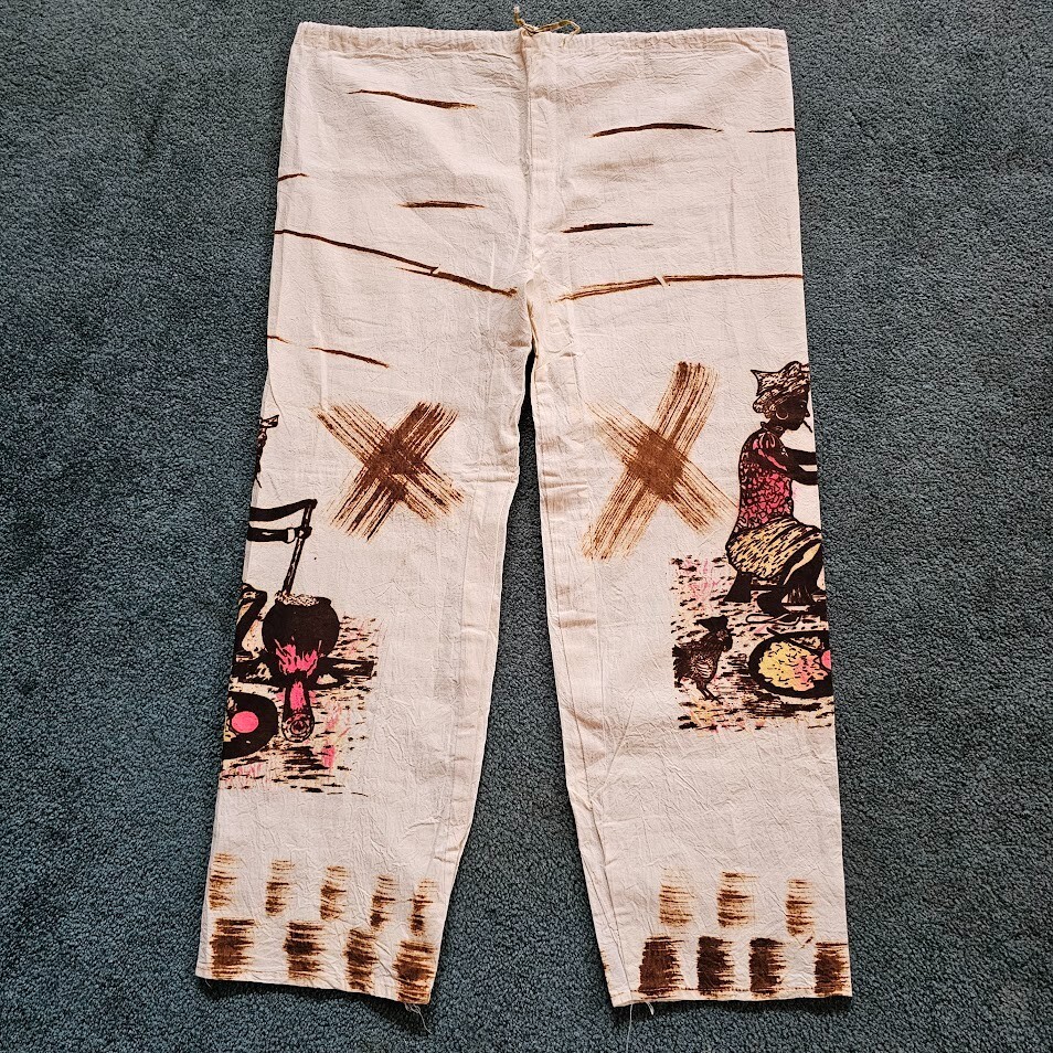 Vintage African Folk Art Tourist Souvenir Ethnic Karate Unisex Lounge Pants OS