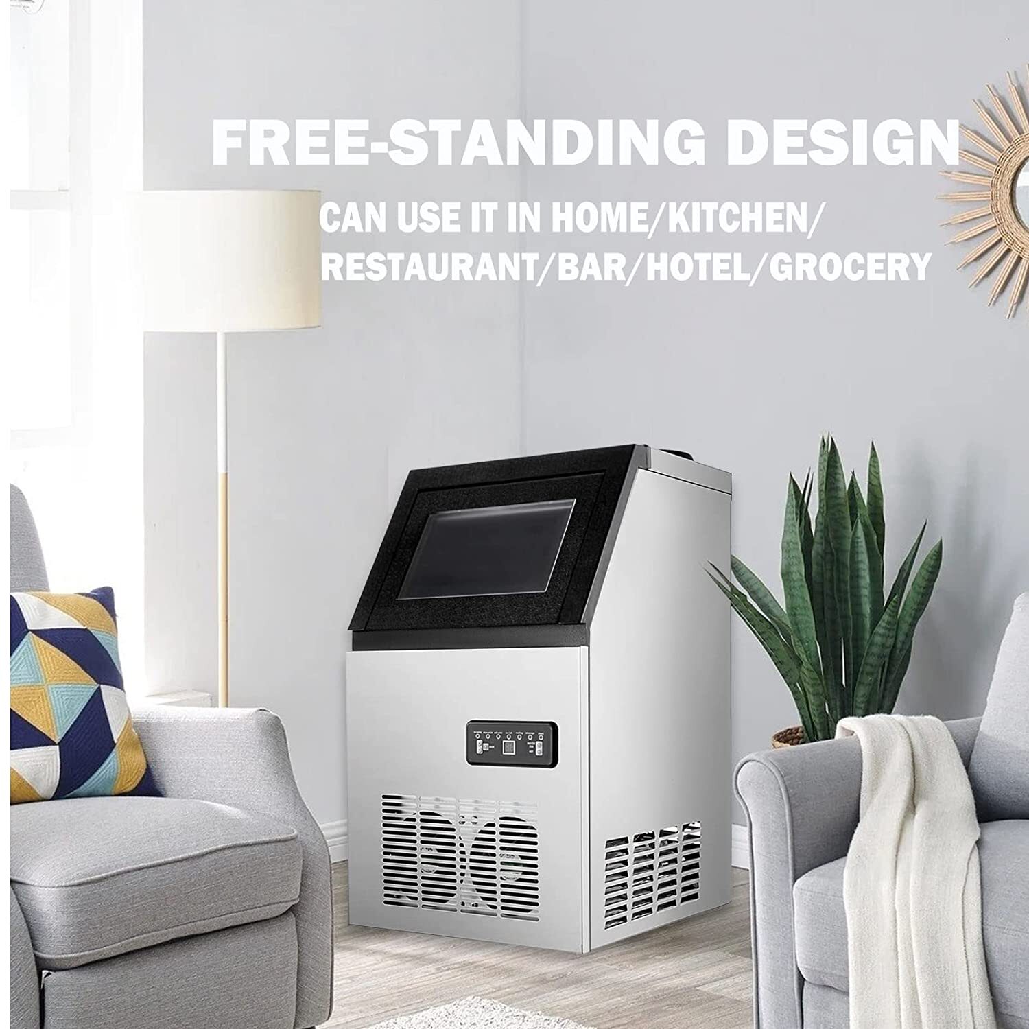 110lb Built-in Commercial Ice Maker Stainless Steel Bar Restaurant Cube Machine