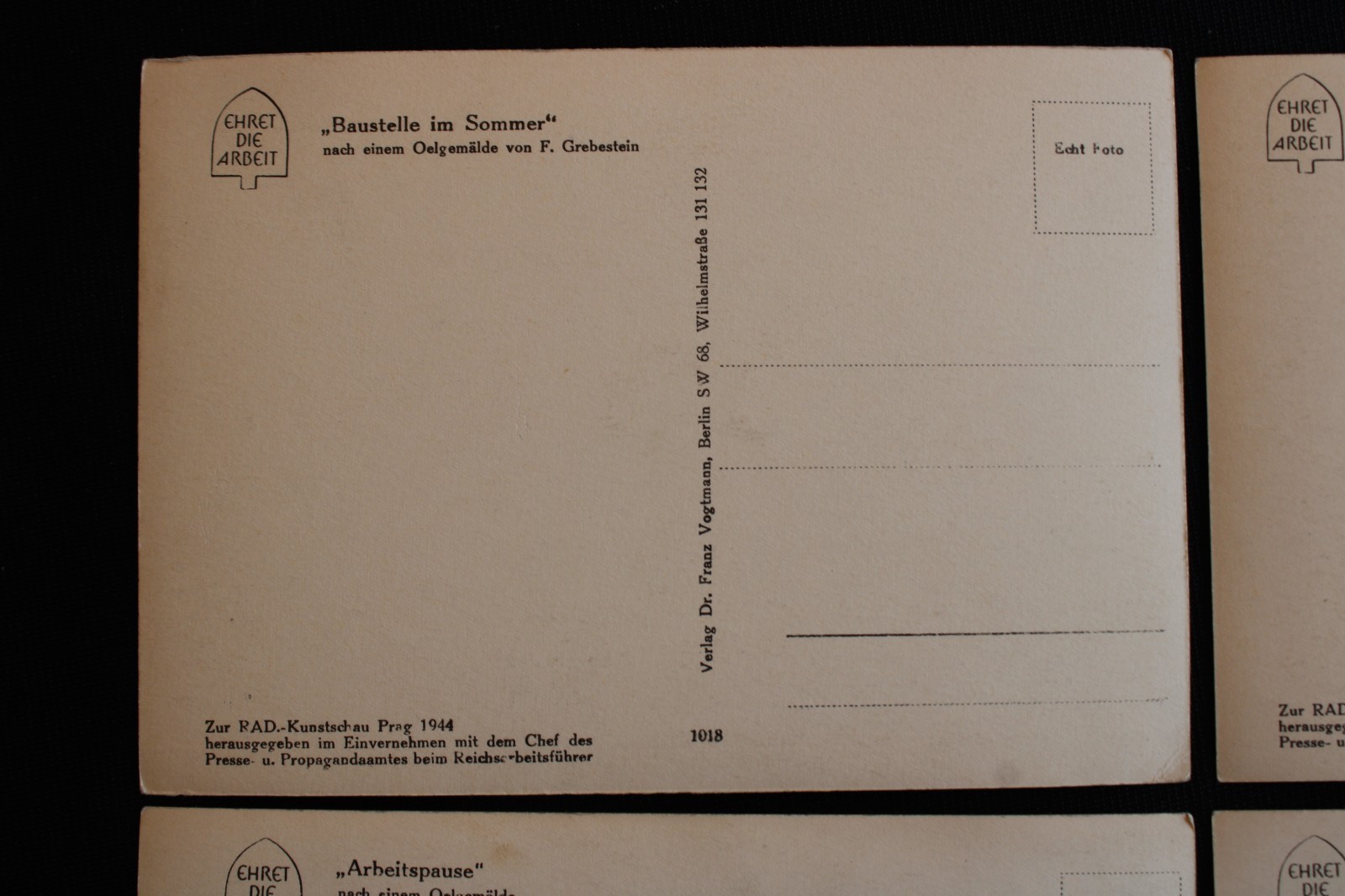 LOT OF 4 UNUSED WWII GERMAN MILITARY POSTCARDS