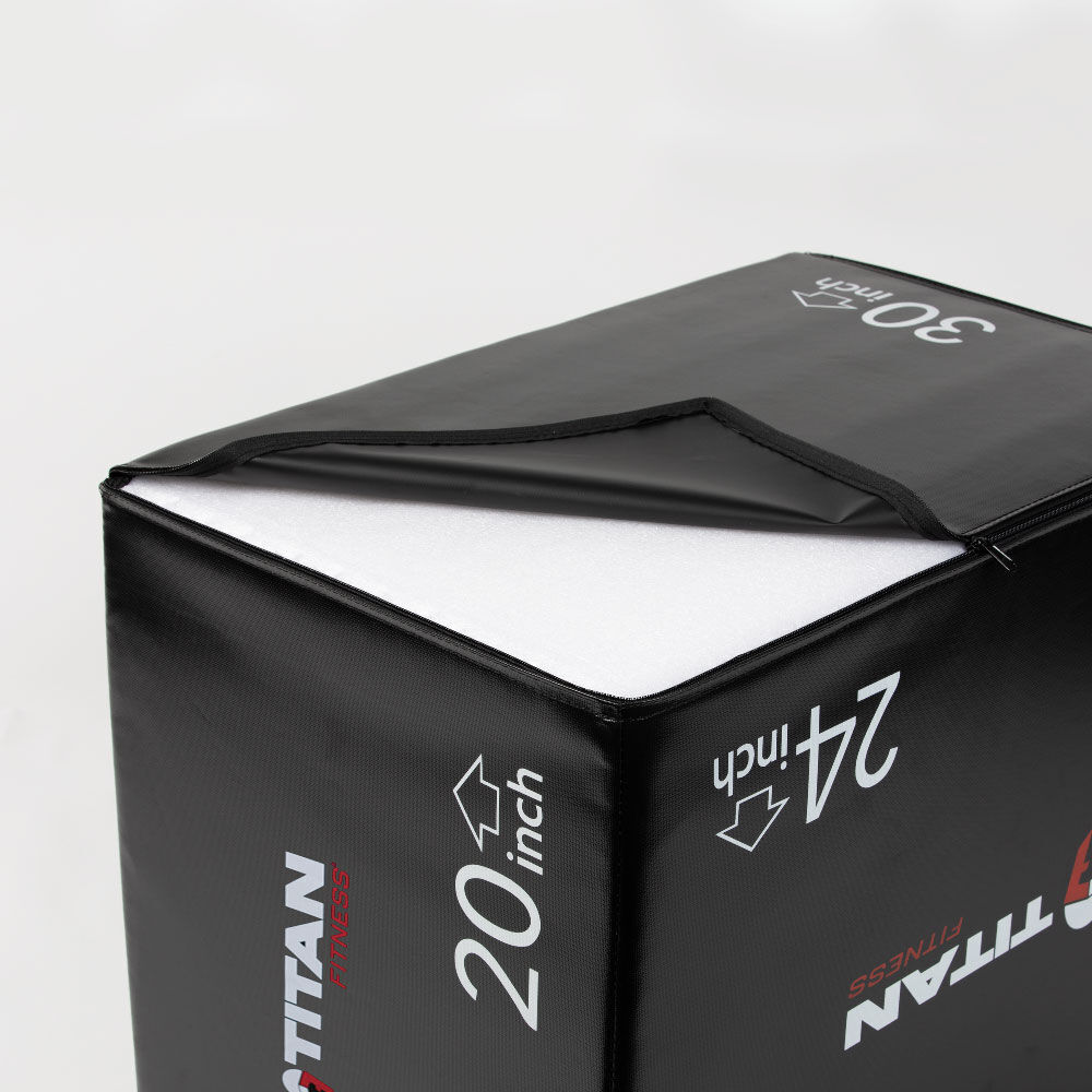 Titan Fitness Soft Foam Plyometric Box, 20in 24in 30in, 3-In-1 Pro-Duty HIIT