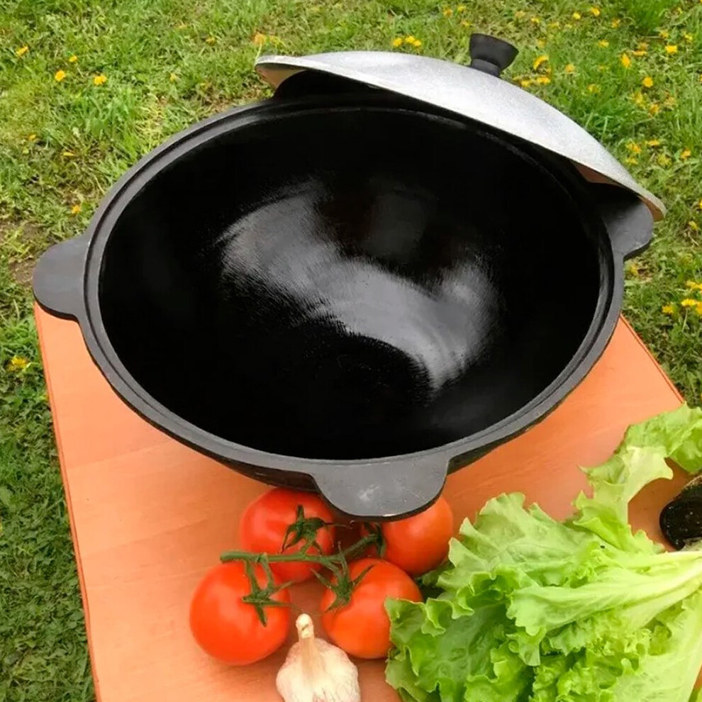 Kazan 100% Cast Iron Authentic Uzbek Cauldron & Oven Uchag Pilaf Plov Lagman Wok