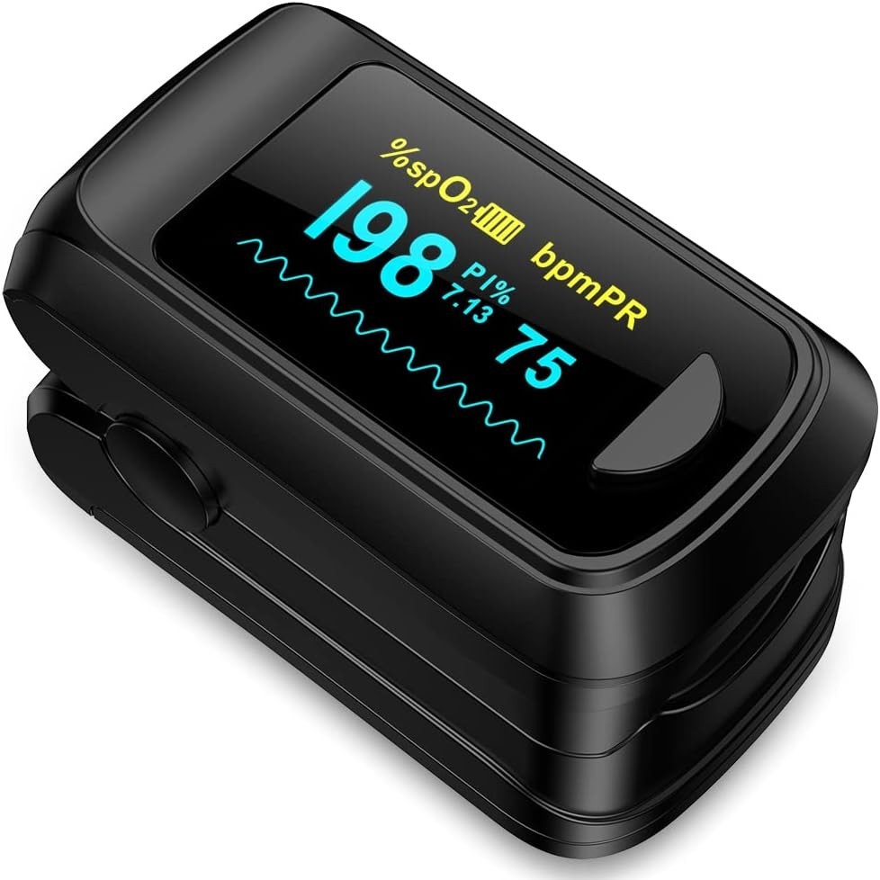 Fingertip Pulse Oximeter Blood Oxygen Monitor Pulse Ox, Heart Rate monitor an...