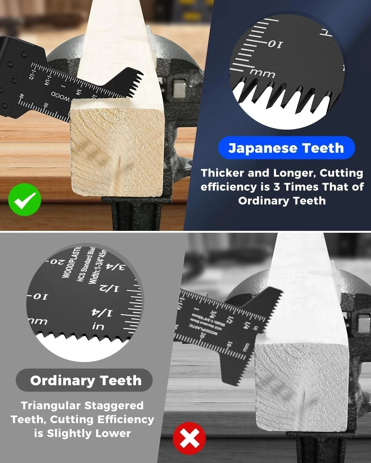 13-PCS Universal Oscillating 1 3/4 Inch Saw Blade Precision Japan Tooth Set