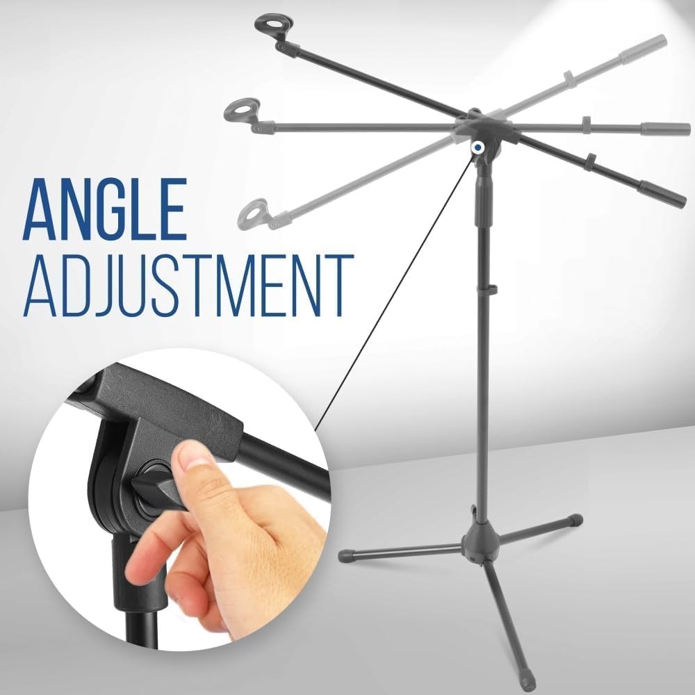 Pyle Foldable Tripod Microphone Stand-Universal Mic Mount and Height Adjustable