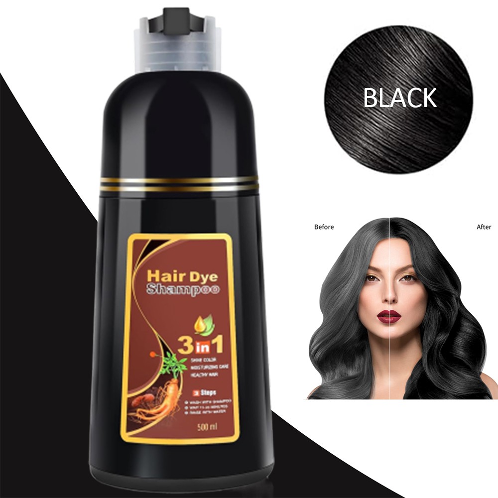 3 in 1 Hair Dye Shampoo 500ml Hair Color Shampoo Instant Hair Dye Plants Essence
