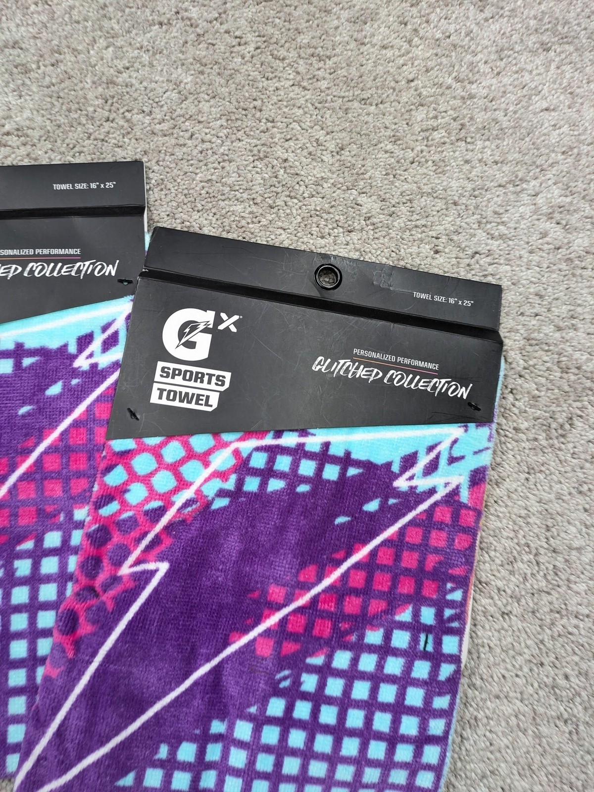 Gatorade GX Glitched Collection Sports Towel 16x25 Purple Cotton Gym Workout