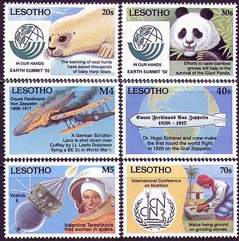 LESOTHO 1993 EVENTS mnh ANIMALS, ZEPPELINS, PANDA, SPACE 💲FREE SHIPPING💲