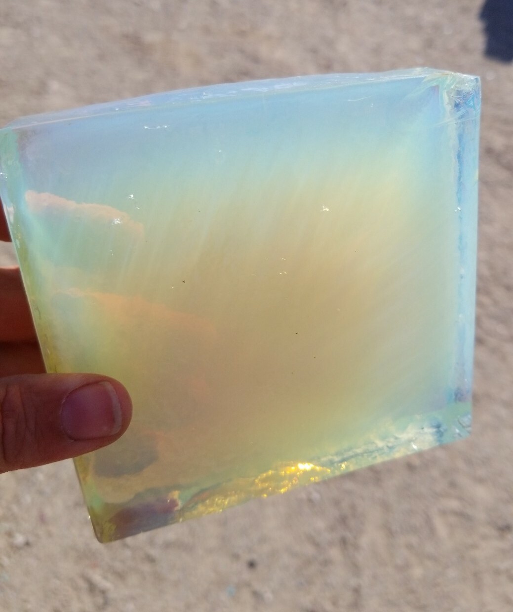 Opalite Glass Tile Chipped Block 4 Slab Flint Knapping Cab 2# Sm.