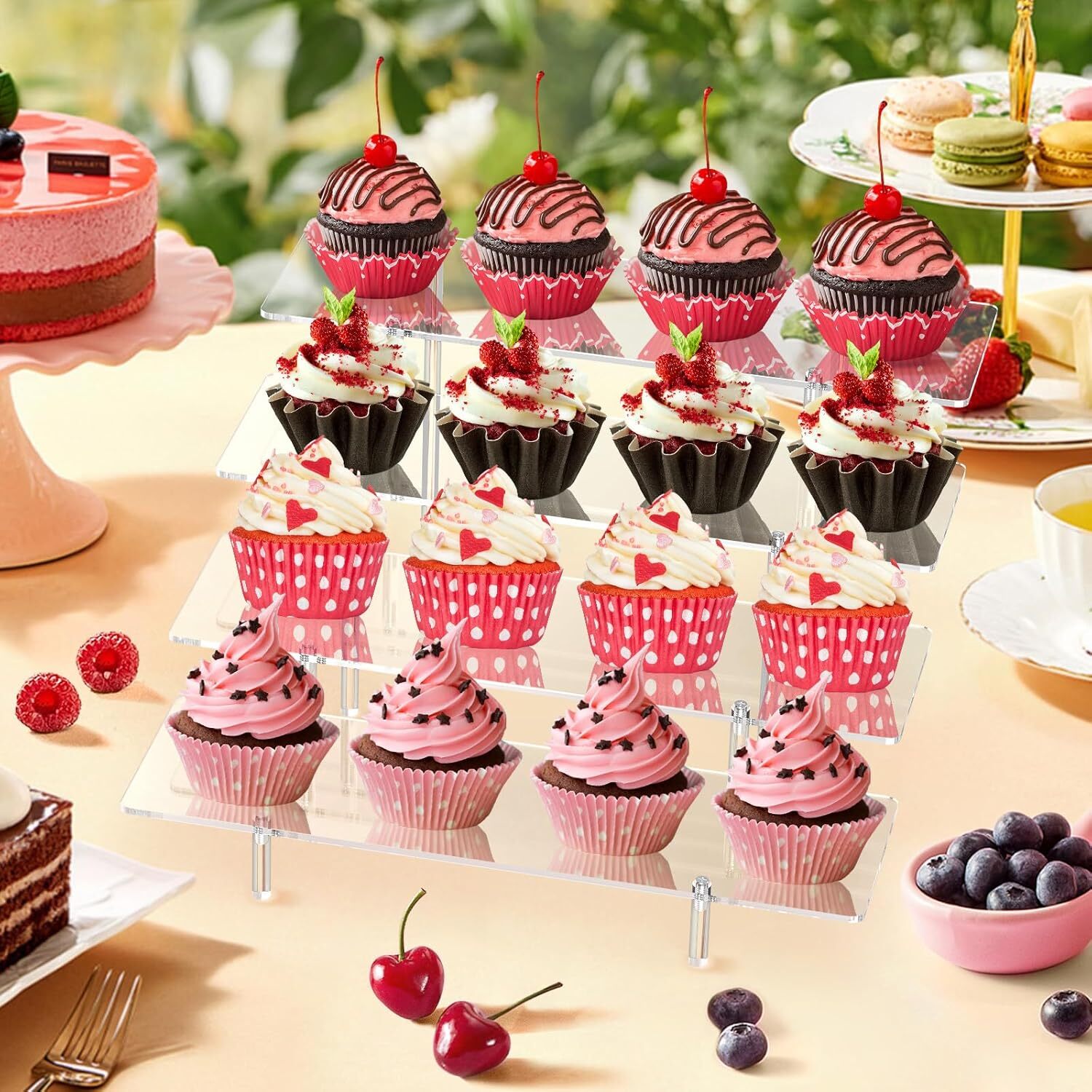 Acrylic Display Riser Stand Shelf Clear 4 Showcase Toys Retail Display Rack Cand