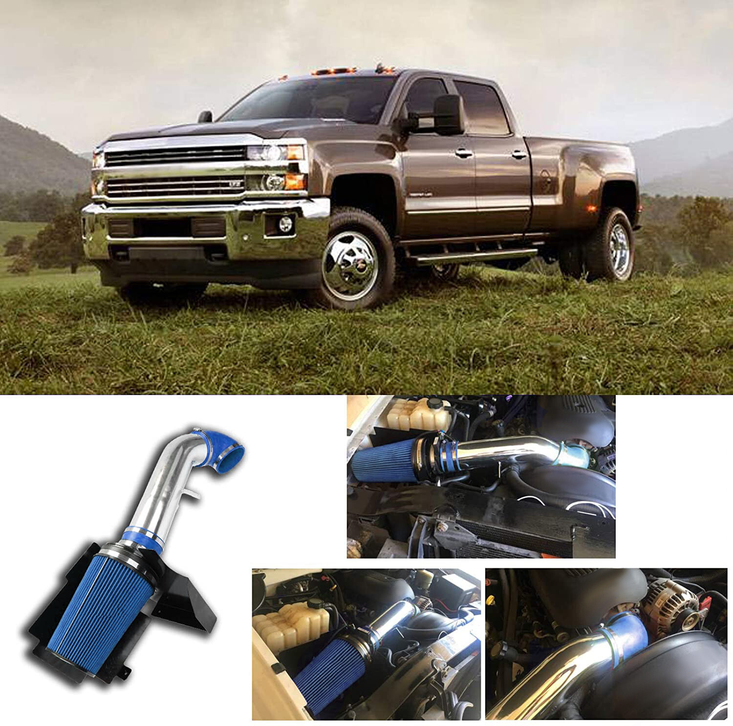 Cold Air Intake System Heat Shield Fit For 99-06 GMC/Chevy V8 4.8L/5.3L Blue