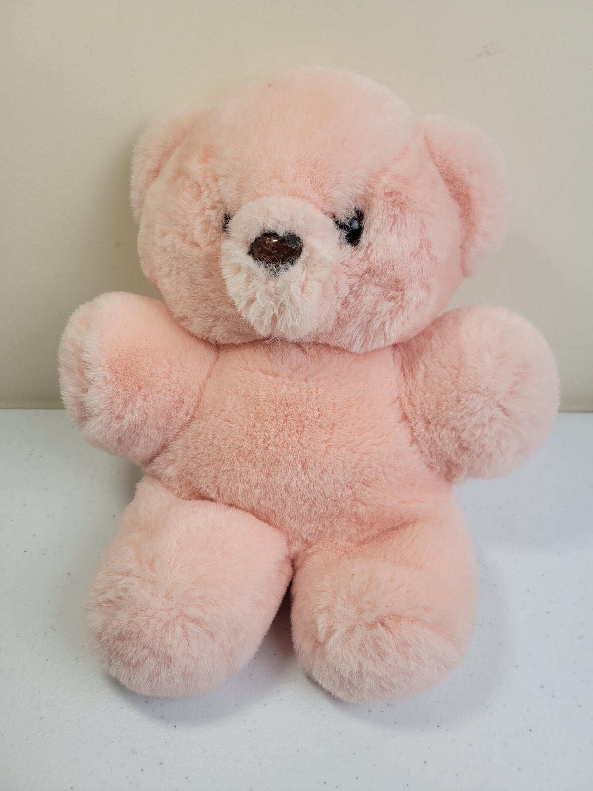 Vtg 1985 Pink Teddy Bear Plush  Animal Toy Soft Cute Adorable Stuffed