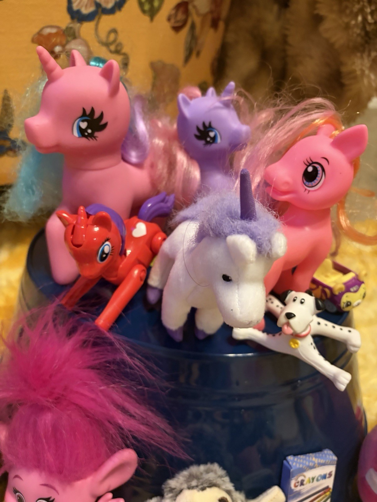 Mixed Lot Girl Toys Ponies Squishmallow Plush Book Trolls Animals Trinkets 4lbs