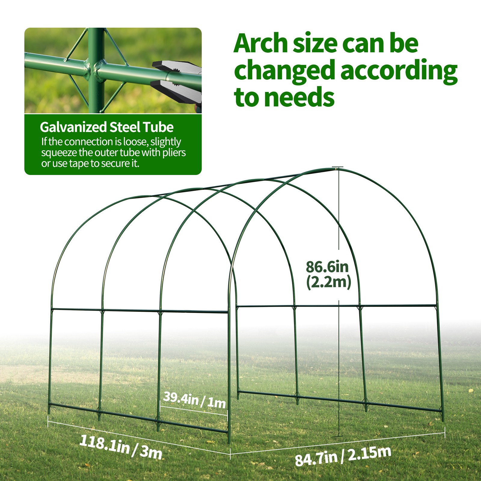 Large Size Steel Garden Arch Rose Arbor Climbing Plant Grape Support Frame Yard