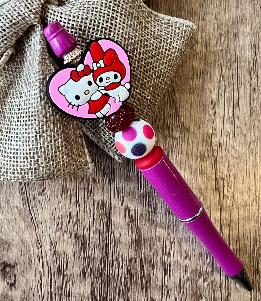 Custom beaded pen. Cute Sanrio characters! gifts, basket filler, journal, teen