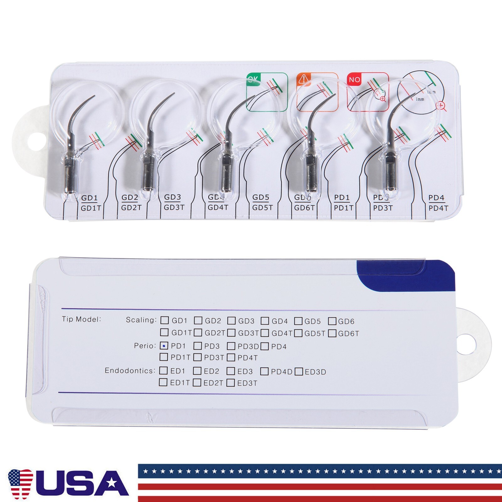 10 * PD1 Dental Ultrasonic Piezo Scaler Perio Tips Fit DTE/SATELEC Handpiece