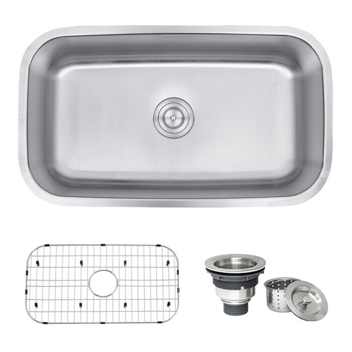 Ruvati 32-inch Undermount 16 Gauge Single Bowl Kitchen Sink- RVM4200