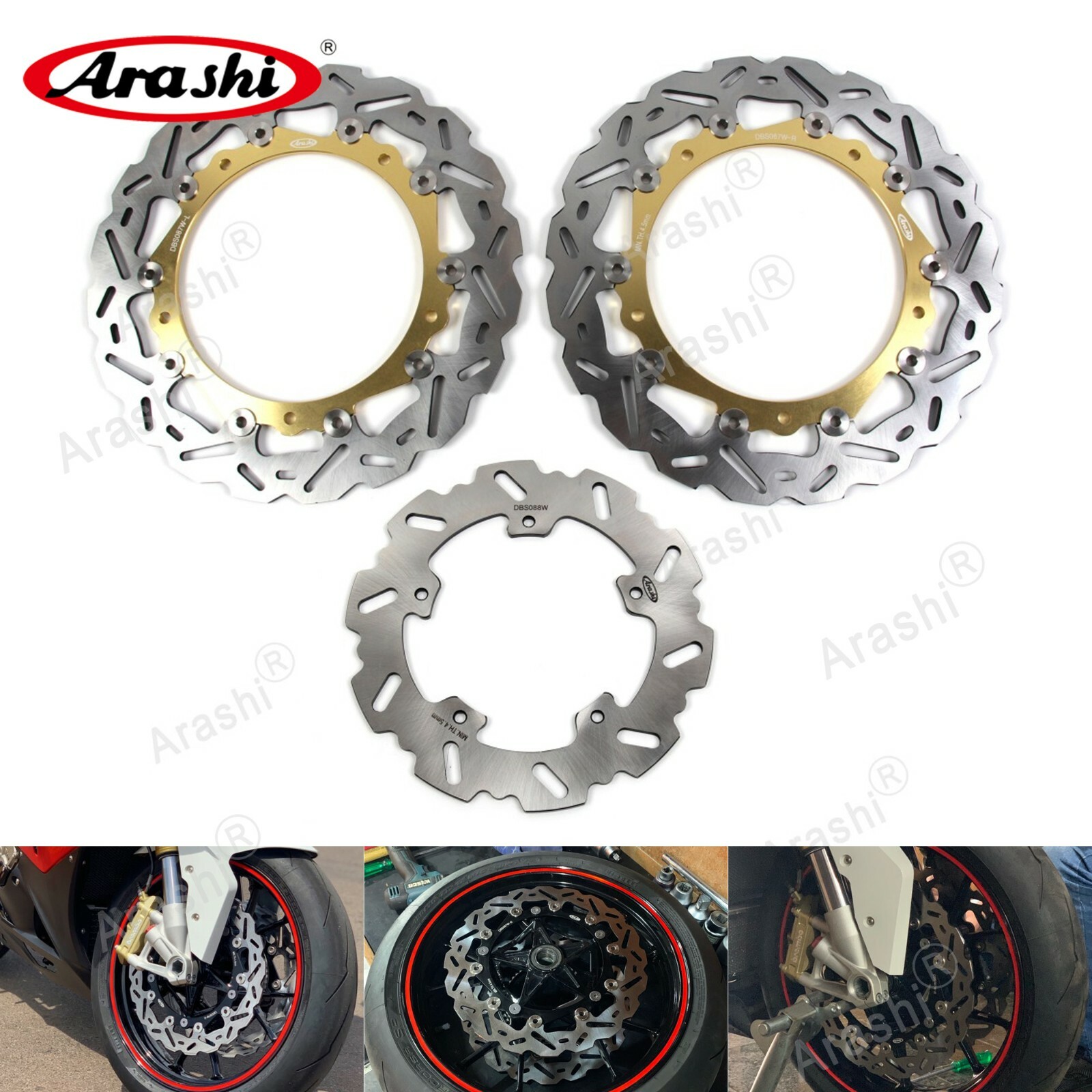 GOLD Front & Rear Brake Rotor fit BMW S1000R 2014-2017 / S1000RR ABS 2009-2018