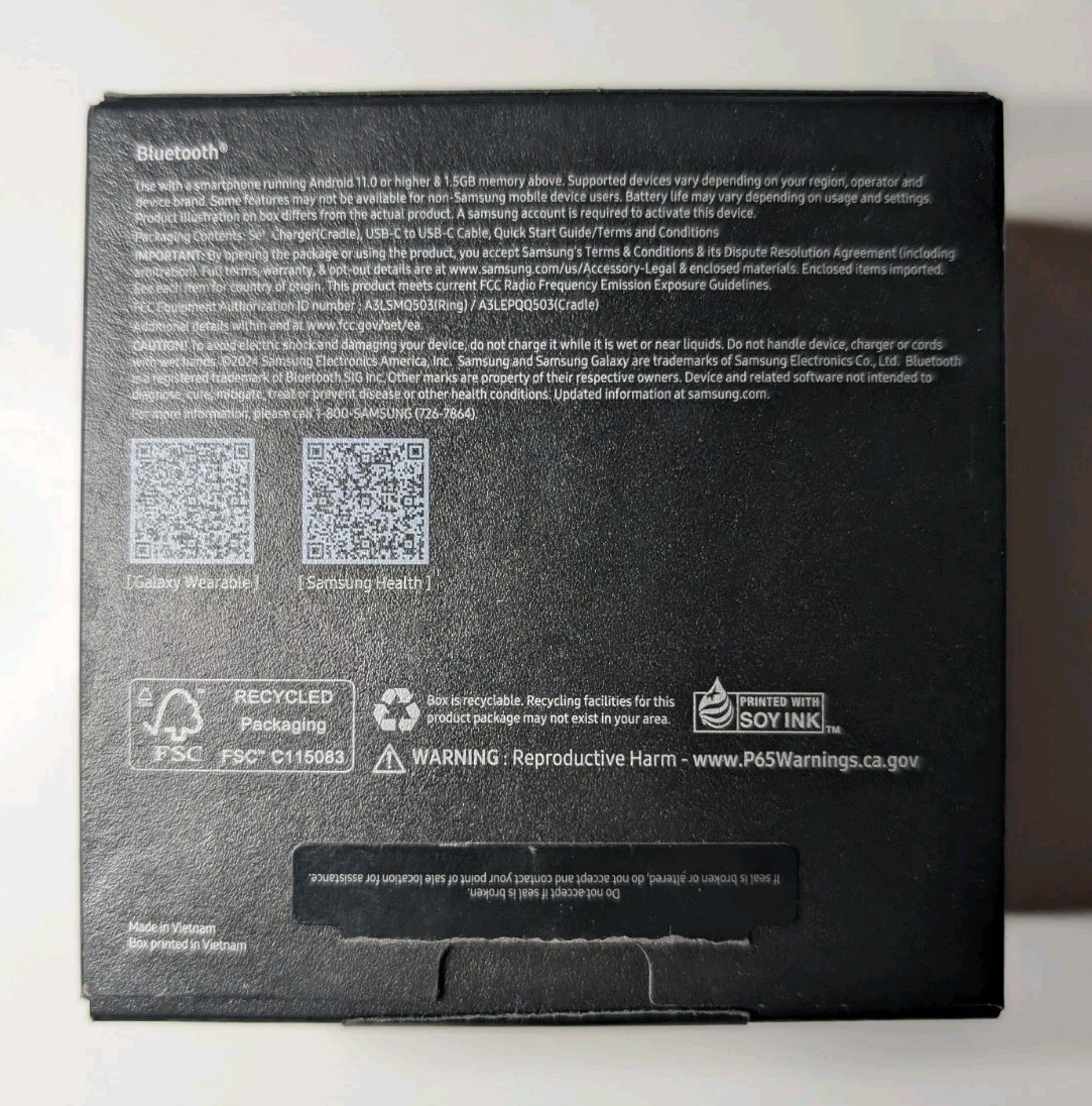 Samsung Galaxy Ring SM-Q506NZKAXAR Titanium, Black, Size 6