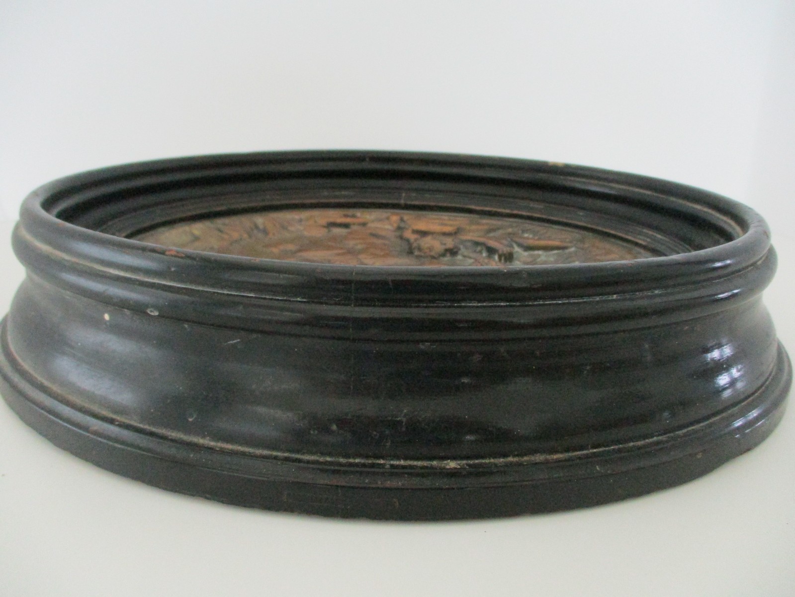 Antique, late 19th C, Neoclassical Patinated Bronze Bas Relief Plaques, Winter