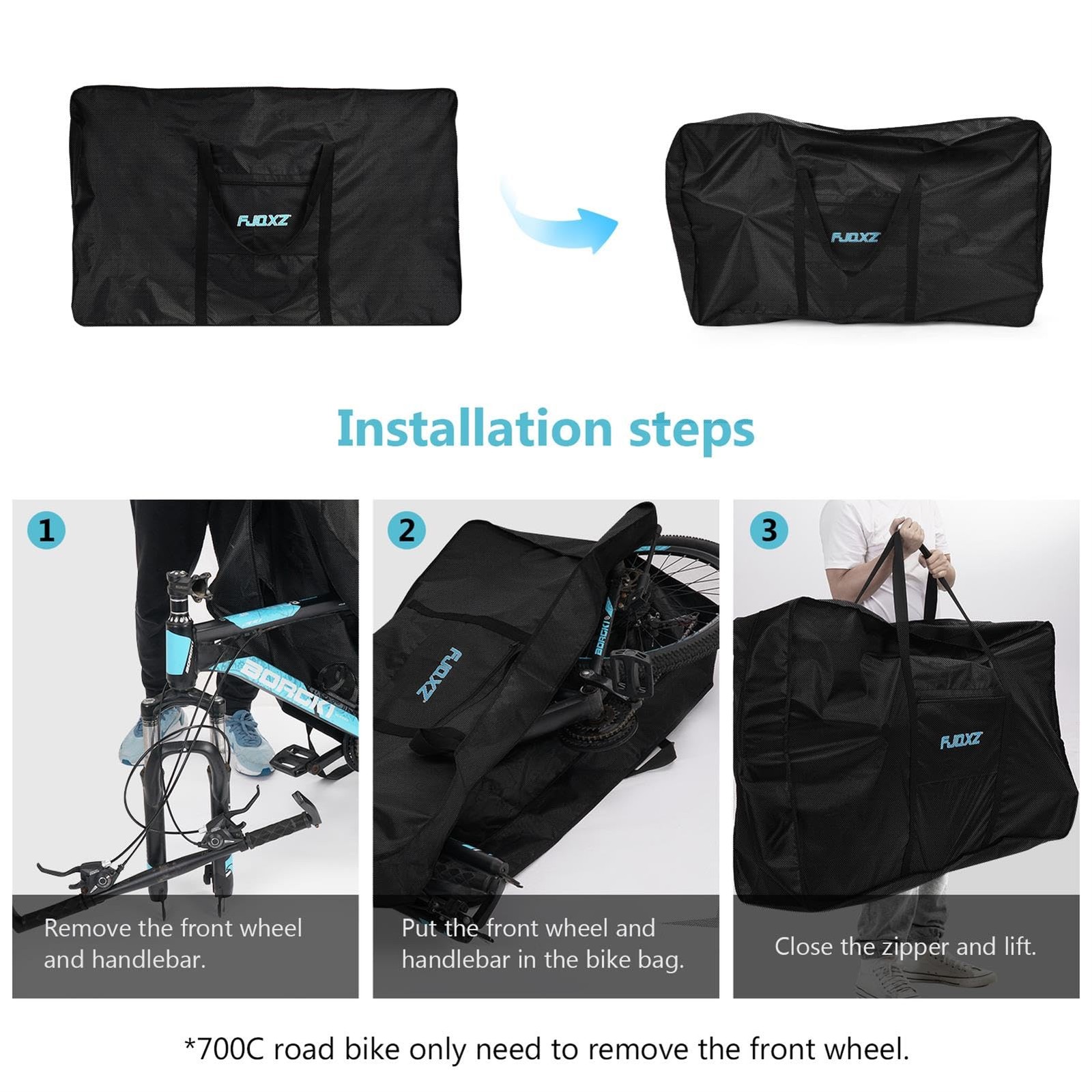 26" Folding Bike Transport Bag 700C Road Bicycle Travel Storage Bag Portable