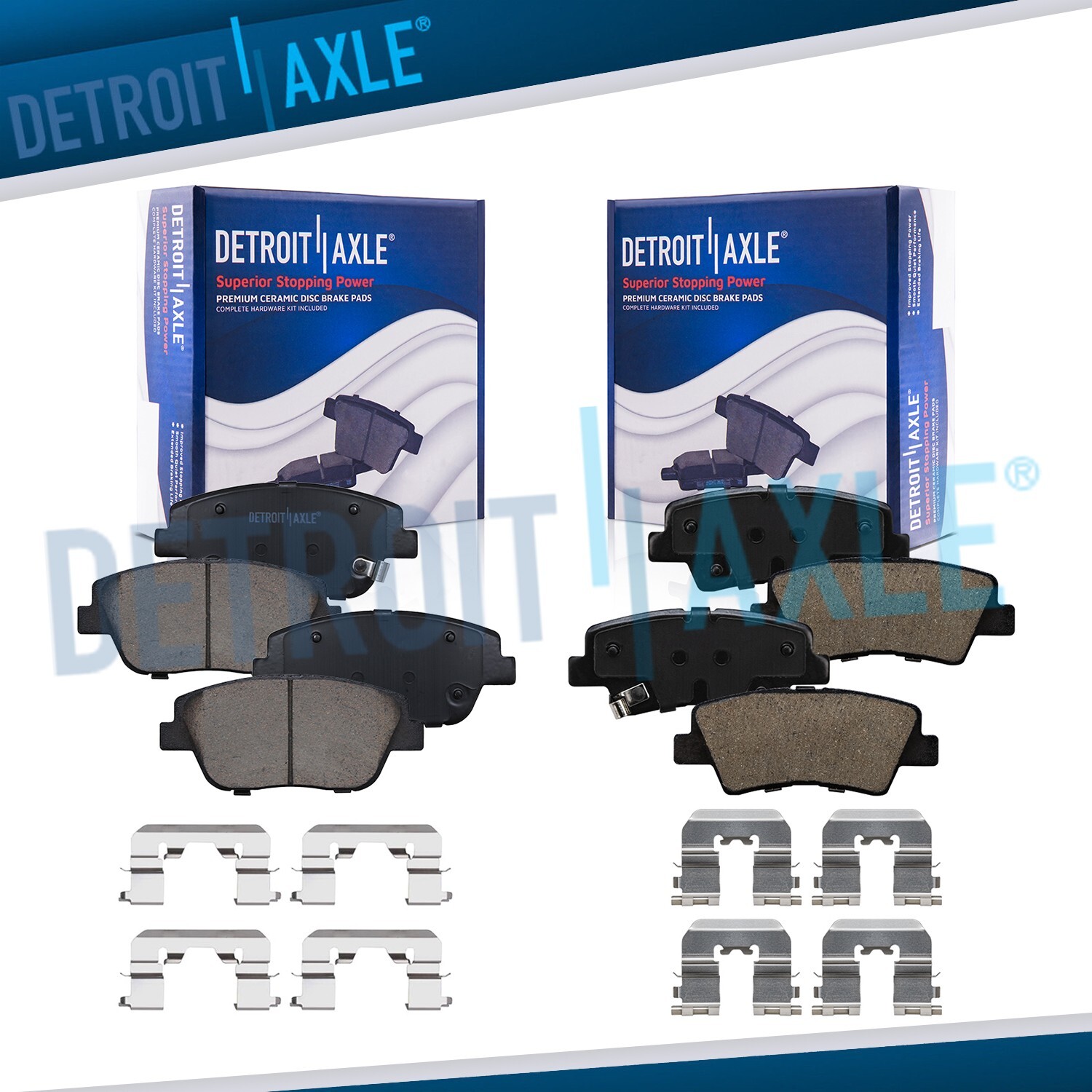Front & Rear Ceramic Brake Pads w/Hardware for 2011-2015 Sonata Optima