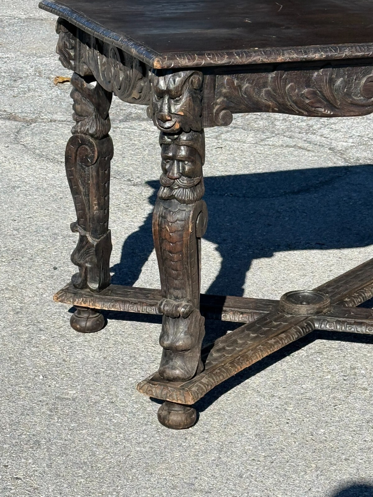 Antique 1800s carved black forest baroque Rennaissance table Carved Victorian