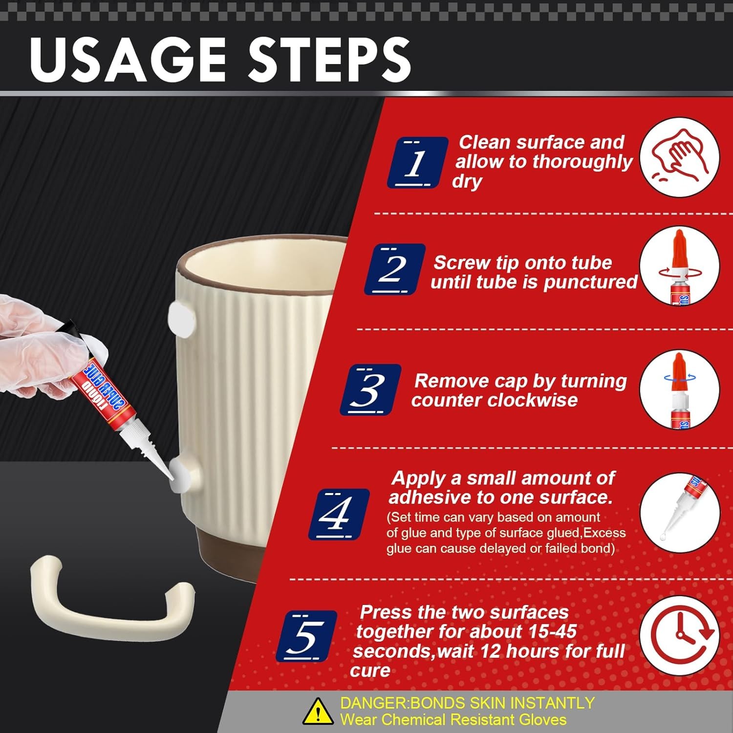 Super Glue Clear Liquid Strong Adhesive Fast Drying Cyanoacrylate Glue - 12 Pack