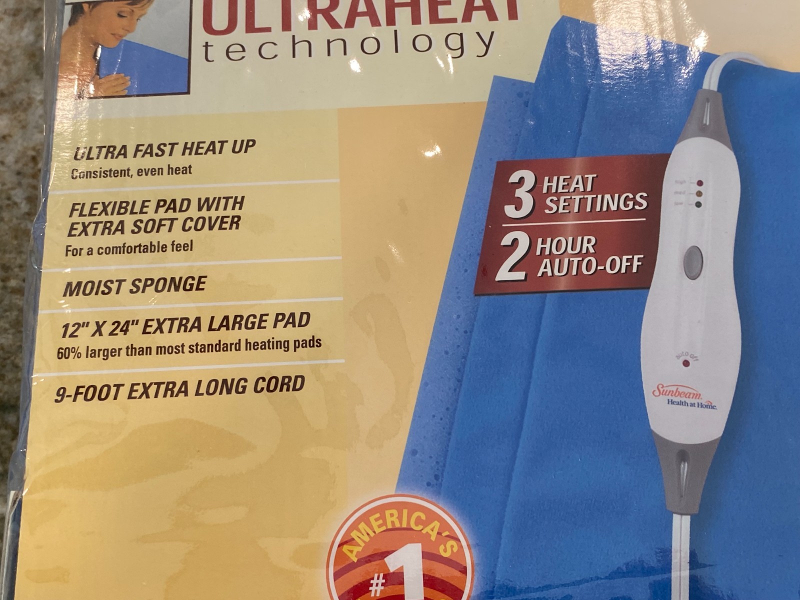 NIB New 2016 Sunbeam King Size Heating Pad - Ultra Heat Technology 12”x24” XL