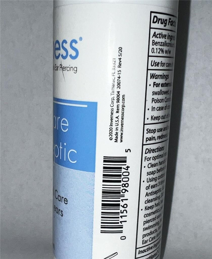 INVERNESS After Piercing Ear Care Solution 4oz GentleSoothing Topical Antiseptic