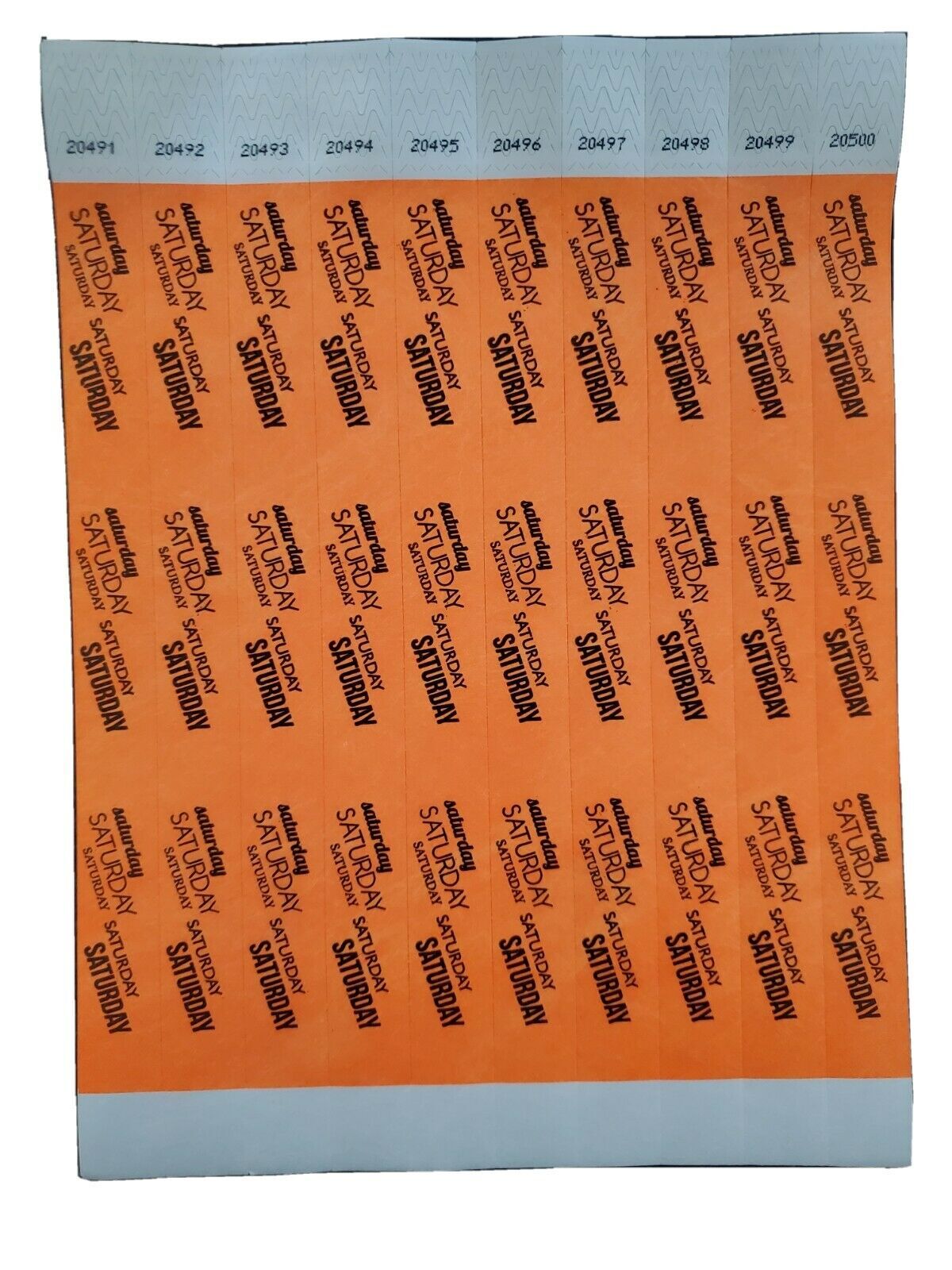 100 Monday-Sunday 3/4" Tyvek Wristbands