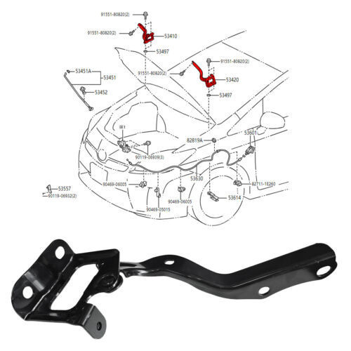 Pair Hood Hinges Left Right Set For Toyota Prius 2010 - 2015 TO1236168 TO1236167