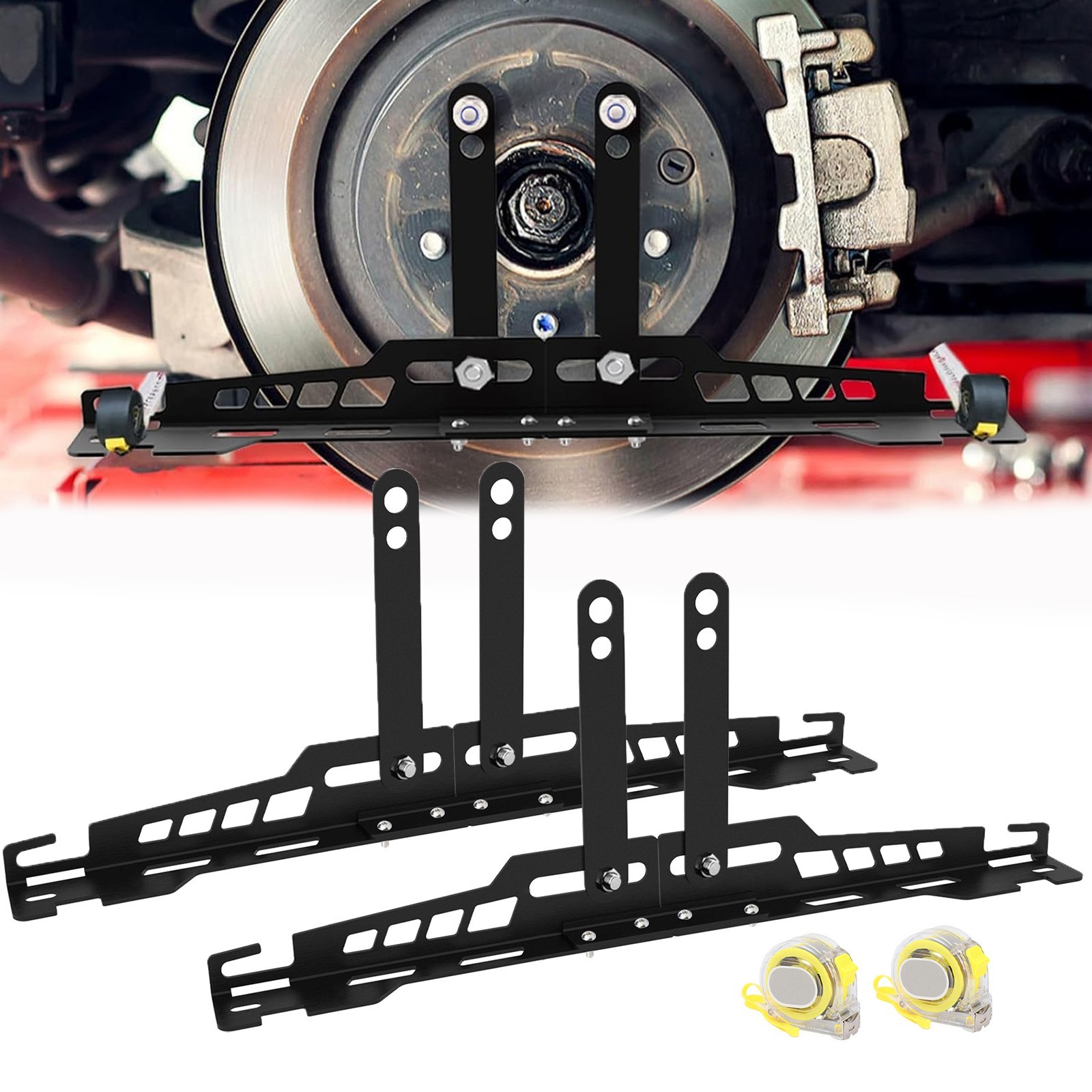 Upgraded Wheel Toe Alignment Tool Plate Kit Heavy Duty w/Tape Measures - 2Pcs