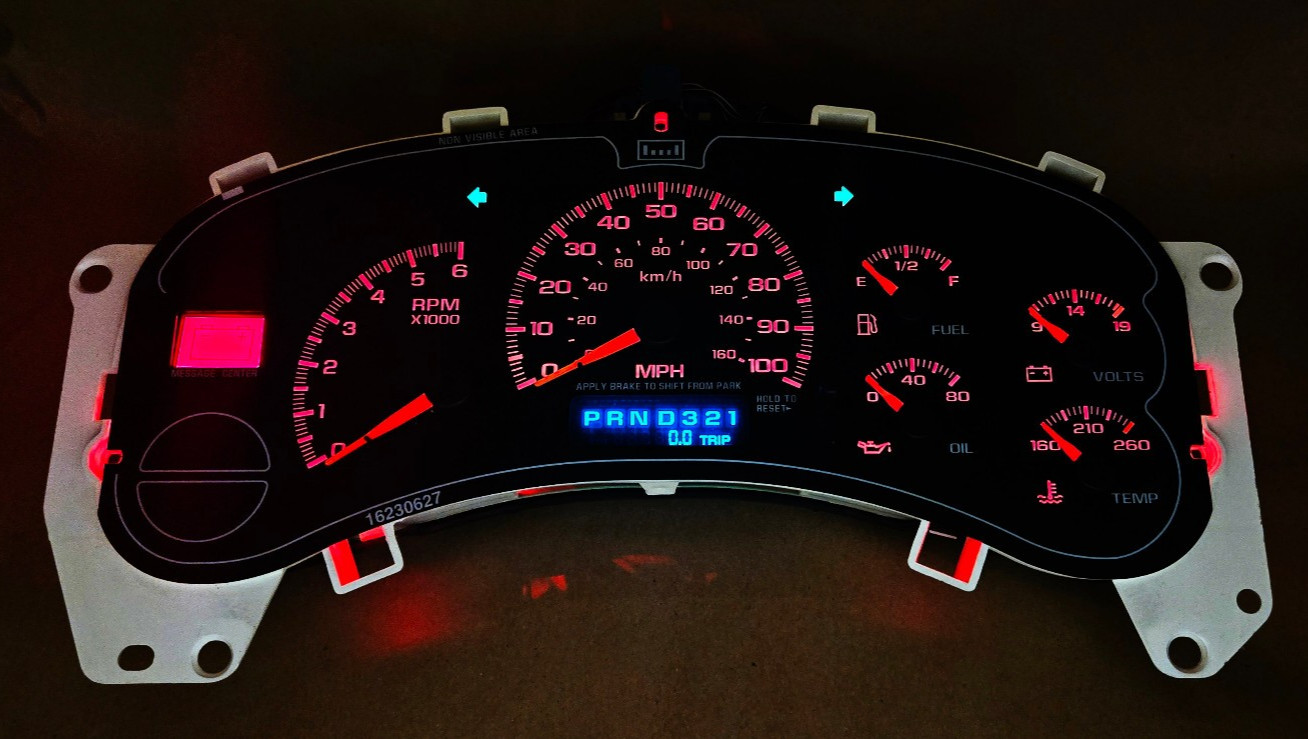 99-02 SILVERADO SIERRA TAHOE INSTRUMENT GAUGE CLUSTER SPEEDOMETER *MILES PROGRAM