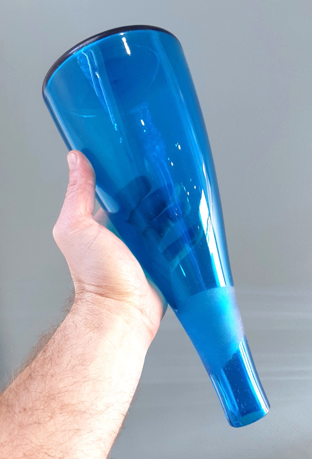 BLENKO HUGE 35.5" Art Glass Turquoise # 6138 Architectural Floor Decanter HUSTED