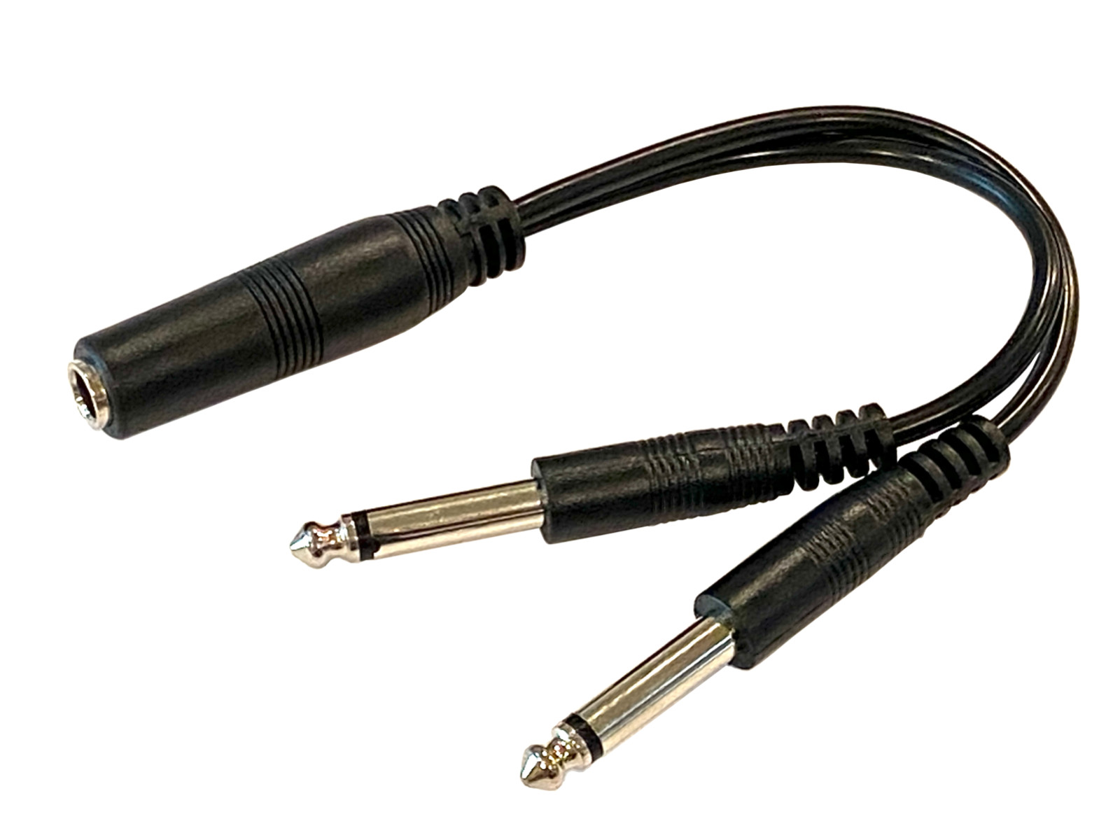 1/4 inch mono TS Female to 2 x 1/4 inch Male Mono TS Y splitter cable