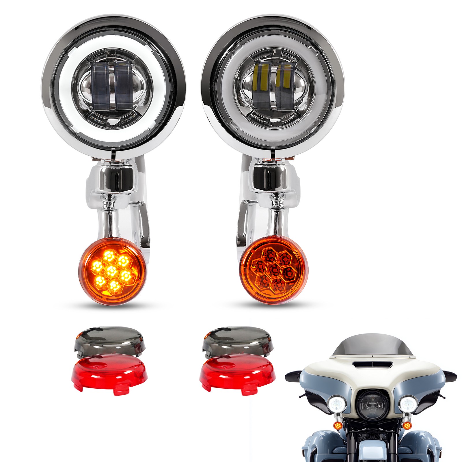 LED Fog Light Turn Signal Spot Bracket For Harley Electra Street Glide FLHX FLHR