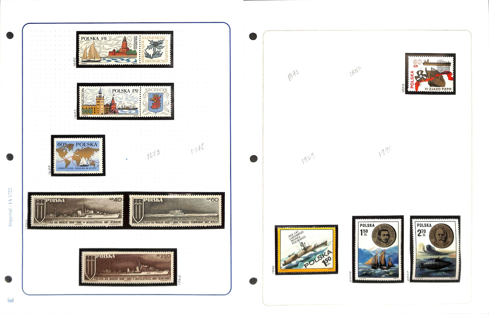 Poland Stamp Collection on 11 Pages, Ships on Stamps (CA)