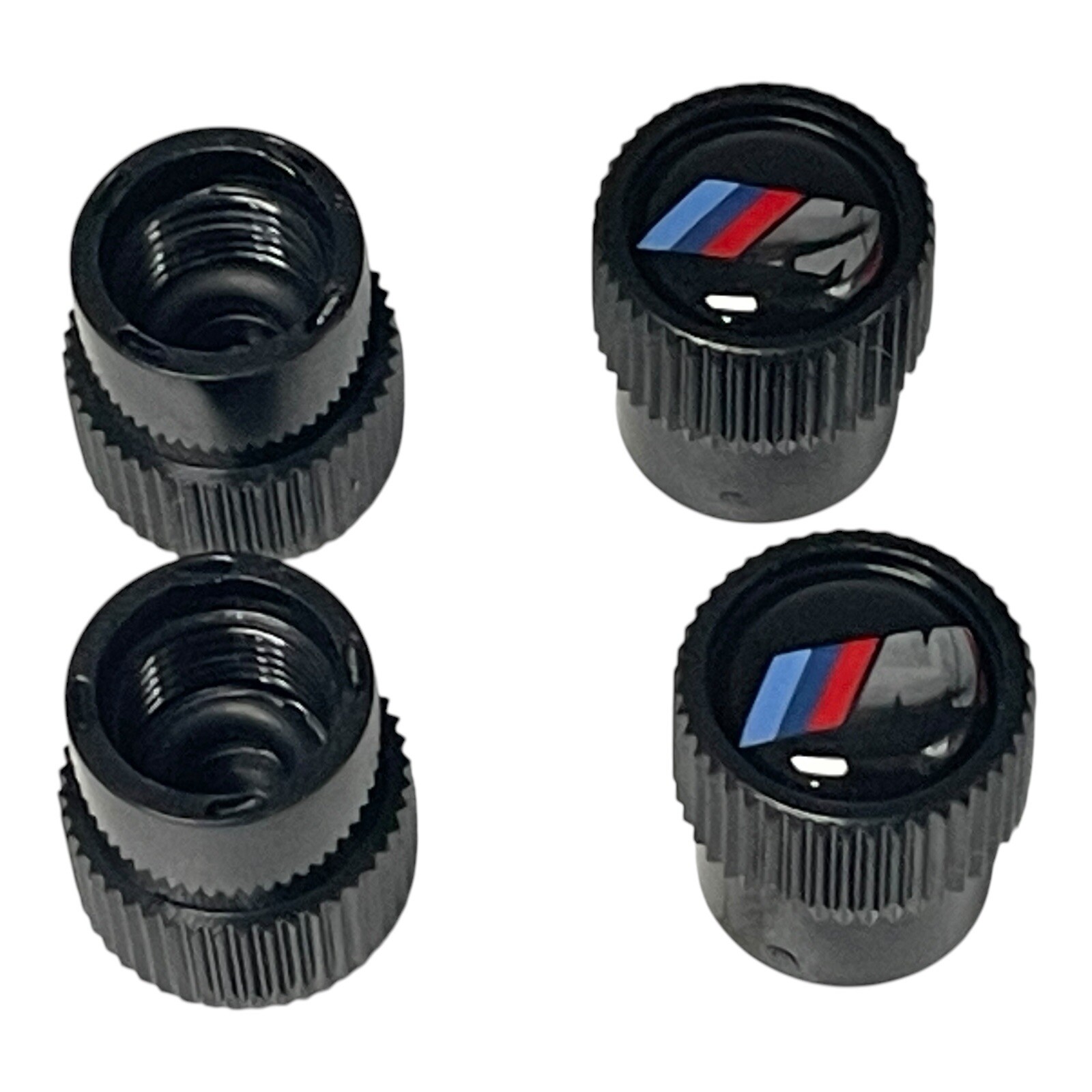BMW M Performance Emblem Logo Black Tire Valve Stem Caps Set of 4 New
