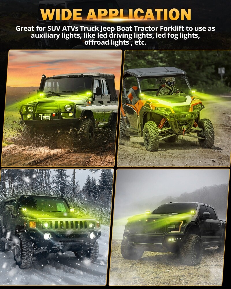 AUXBEAM 4" LED Pods Light Bar Amber Yellow Fog Lamp Offroad Driving Truck ATV