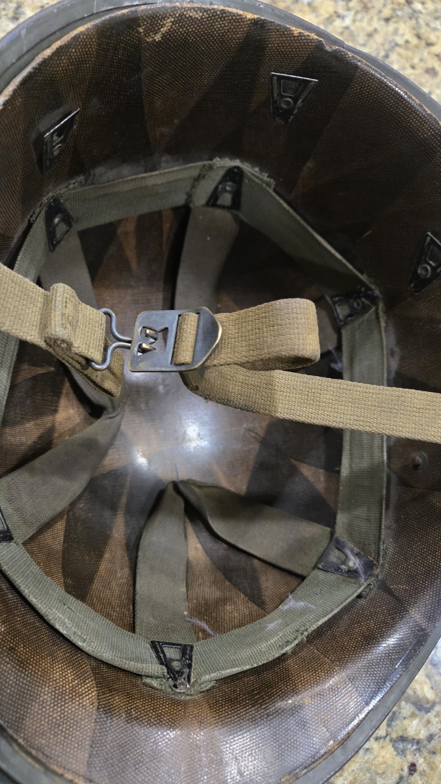 M1 helmet Pre 1944 Rear Seam HOT Stamp 1269c