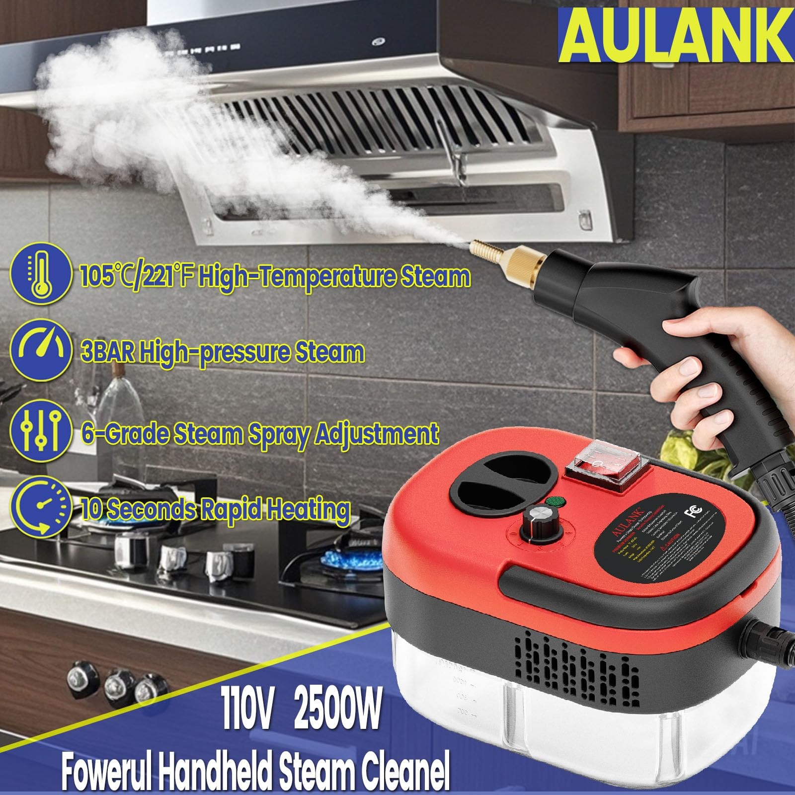 Maquina De Vapor 2500W Para Limpiar Carros Portatil Profesional Alta Presión