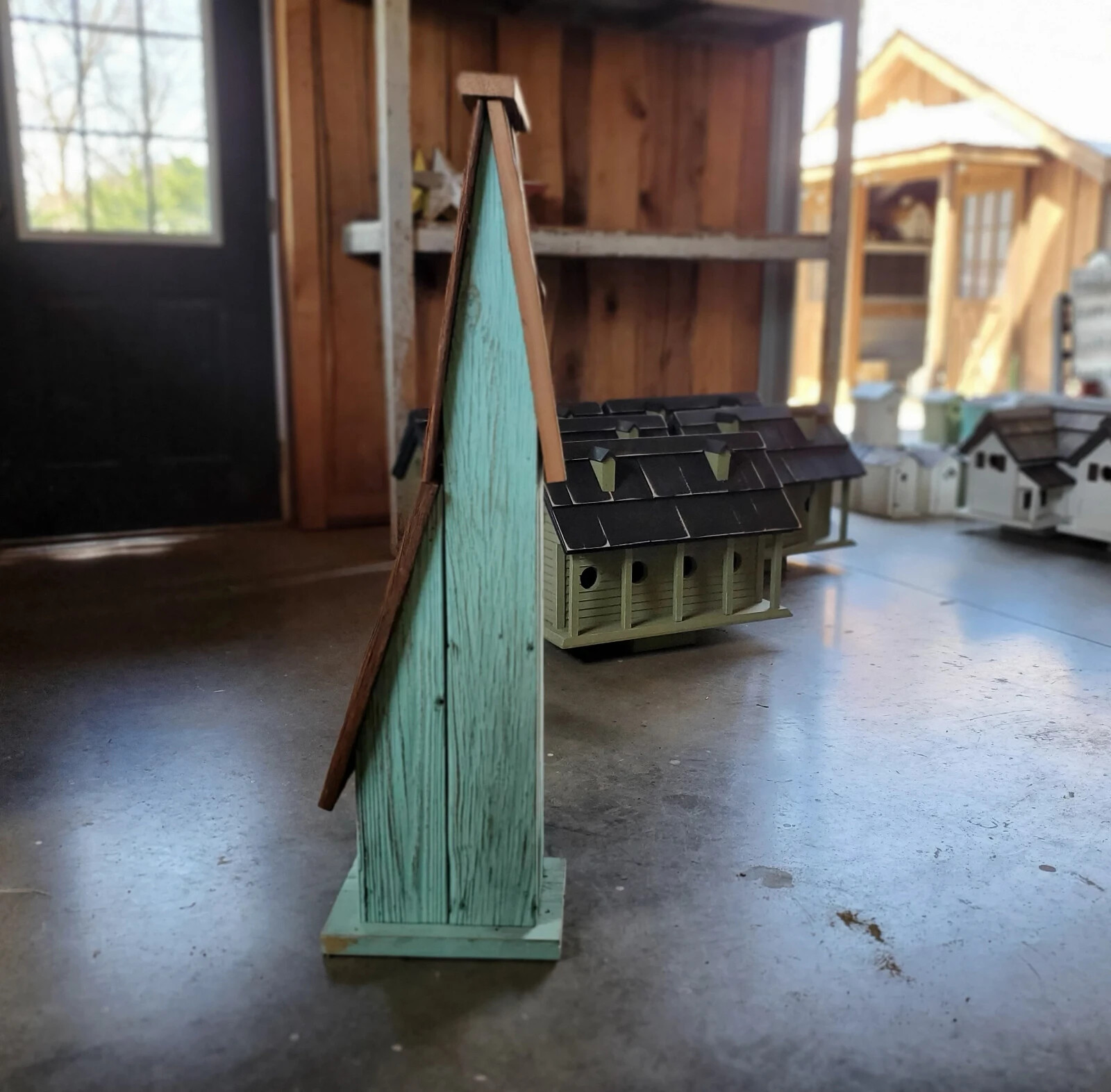 Rustic Reclaimed Wooden Extra Large Lean-To Condo Birdhouse For Outdoor Decor