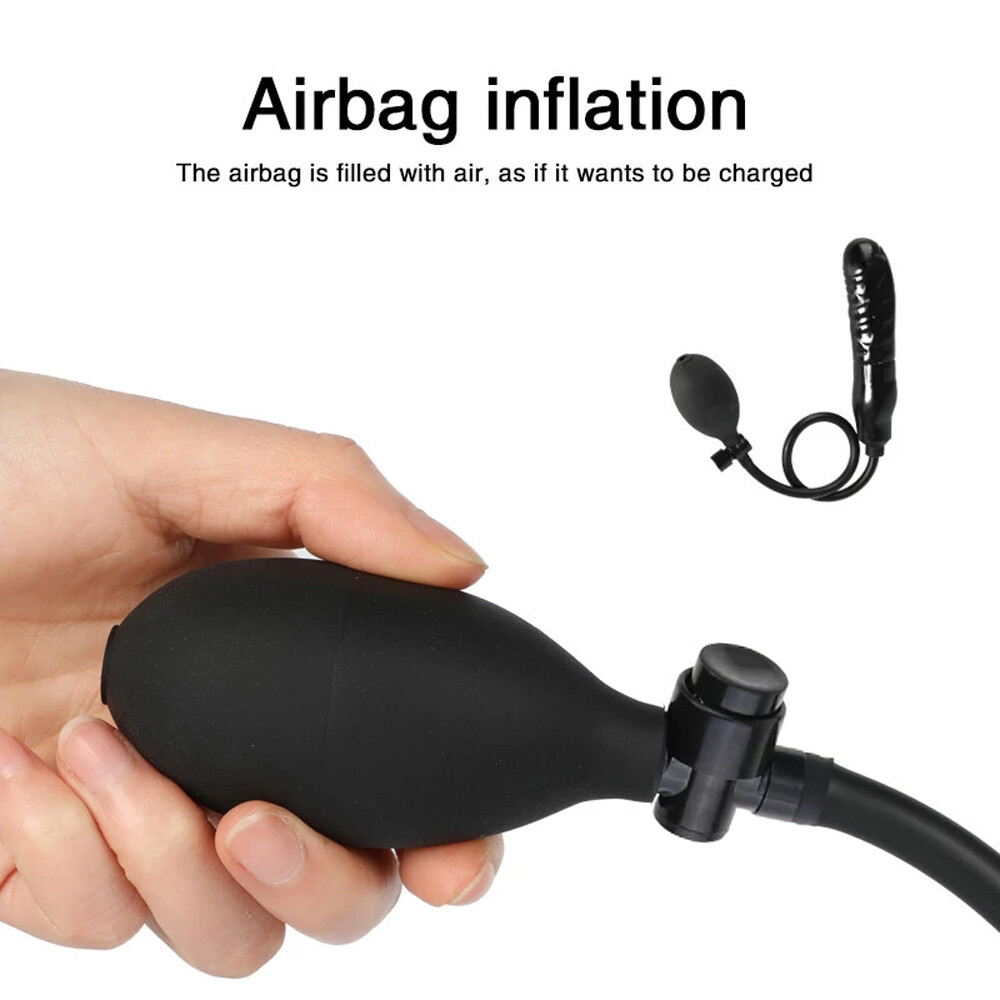 Inflatable Penis Dildo Cock Pump Expandable Anal Butt Plug Sex Toy Men Women US